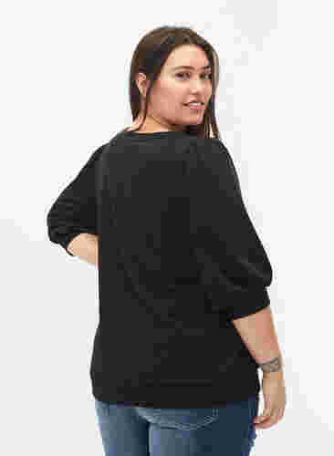 Sweatshirt mit 3/4 Ärmeln, Black, Model image number 1