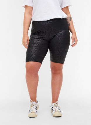 Fahrradshorts mit Ton-in-Ton Muster, Black, Model image number 2