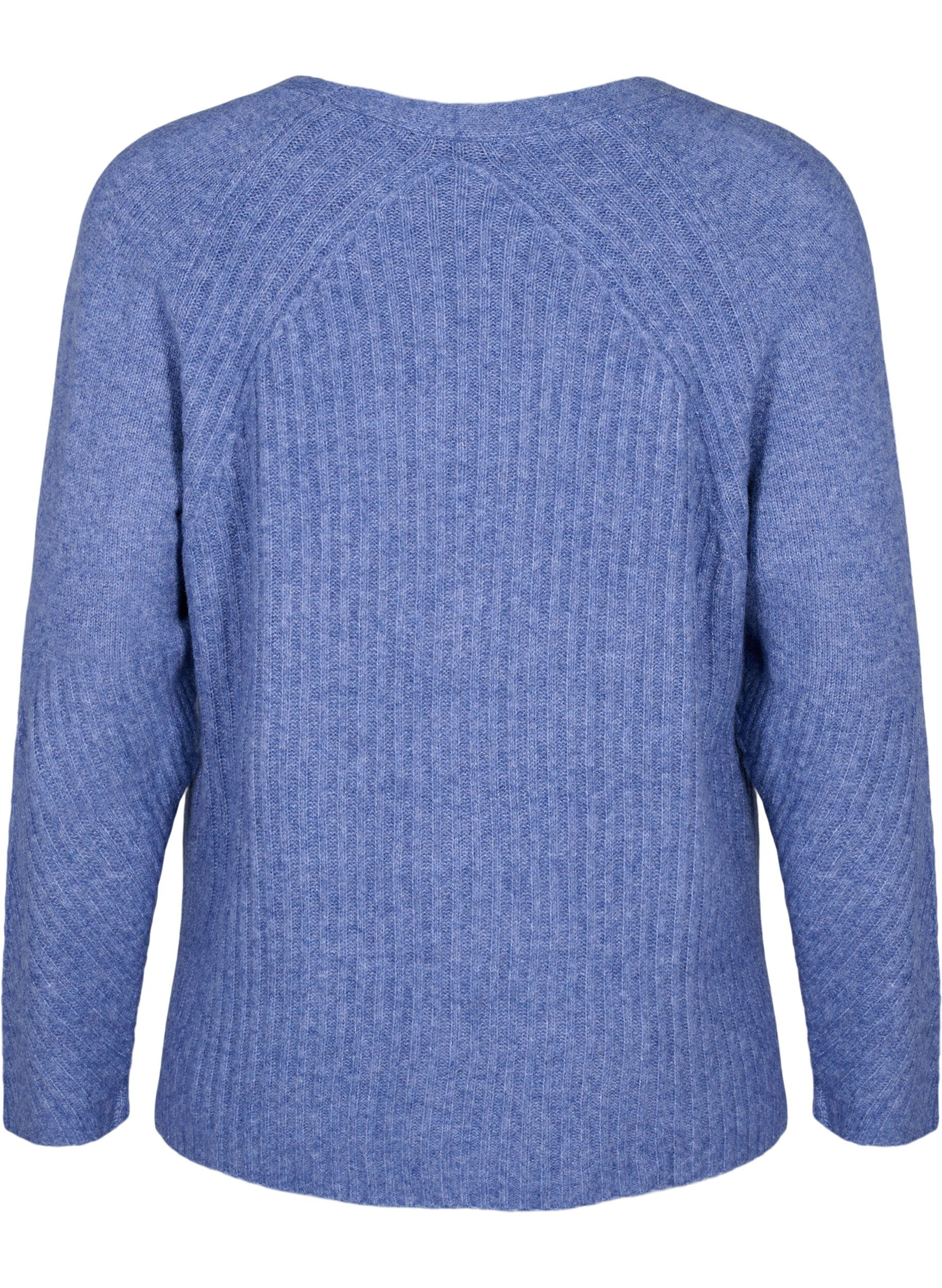 ZizziStrickpullover mit Schlitz, Gray Blue Mel., Packshot image number 1