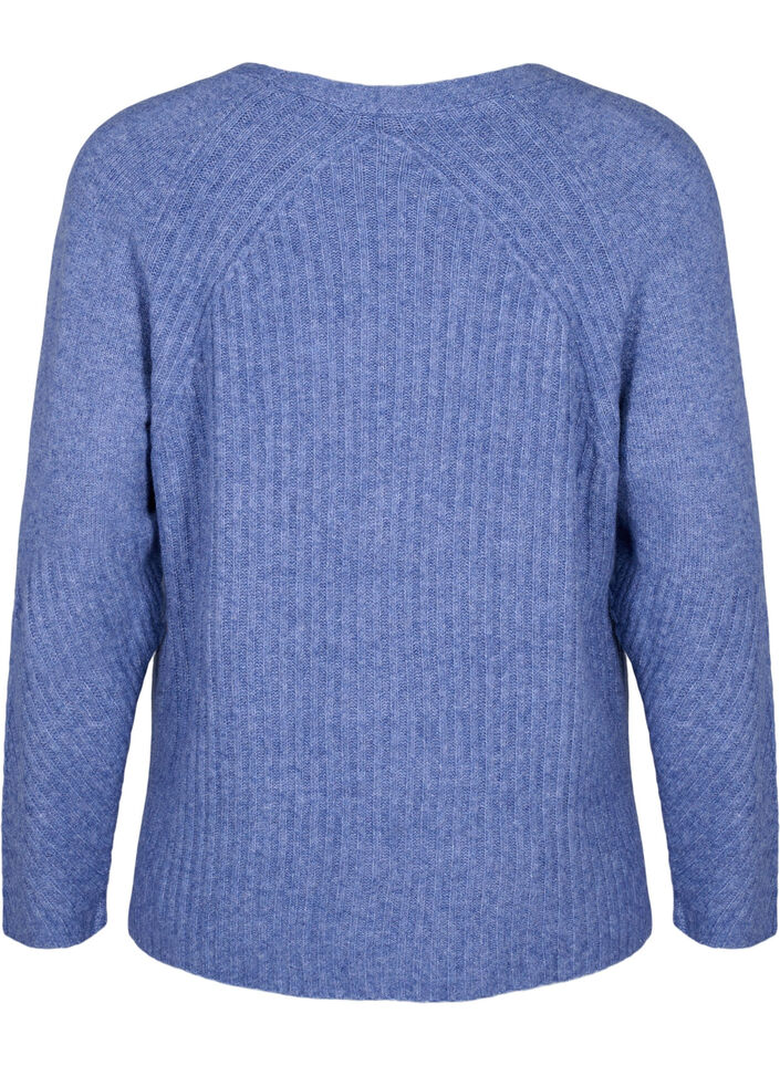 Strickpullover mit Schlitz, Gray Blue Mel., Packshot image number 1