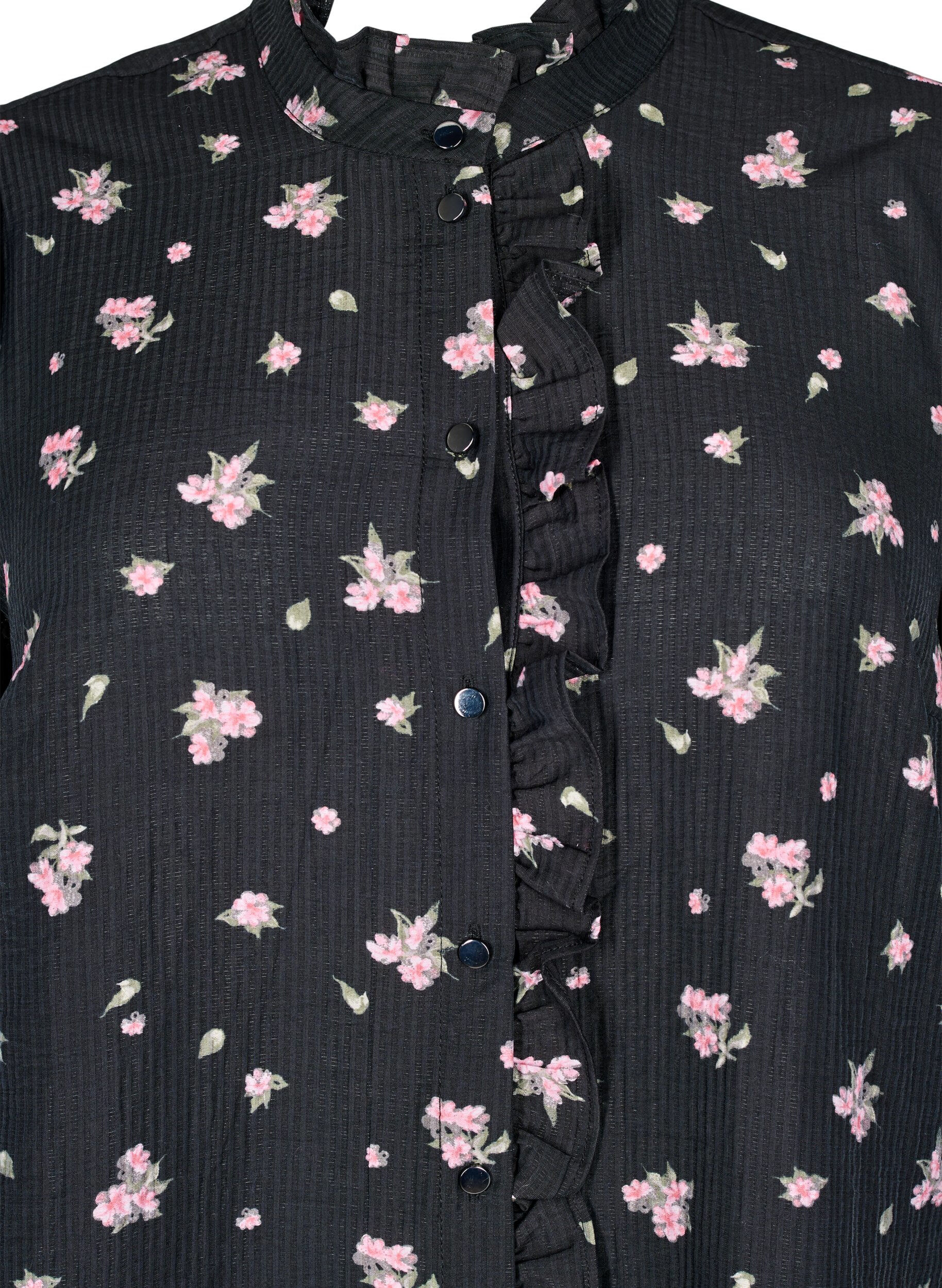 ZizziGebl&uuml;mte Tunika aus Lyocell, Schwarz, Packshot image number 2