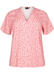 Bedrucktes Pyjama-Oberteil aus Viskose, Pink Icing W. hearts, Packshot