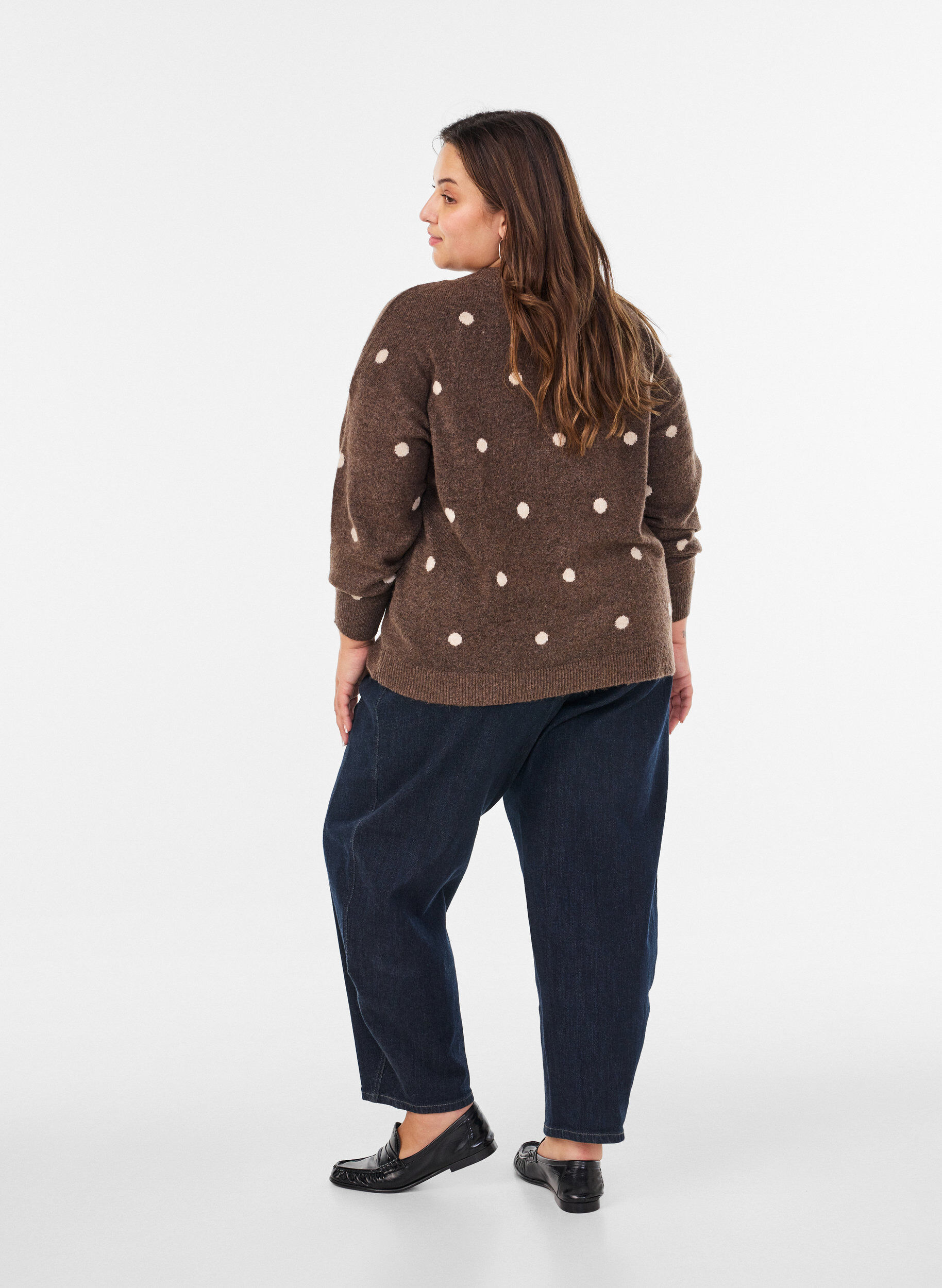 ZizziStrickjacke mit Punktmuster, Braun, Model image number 2