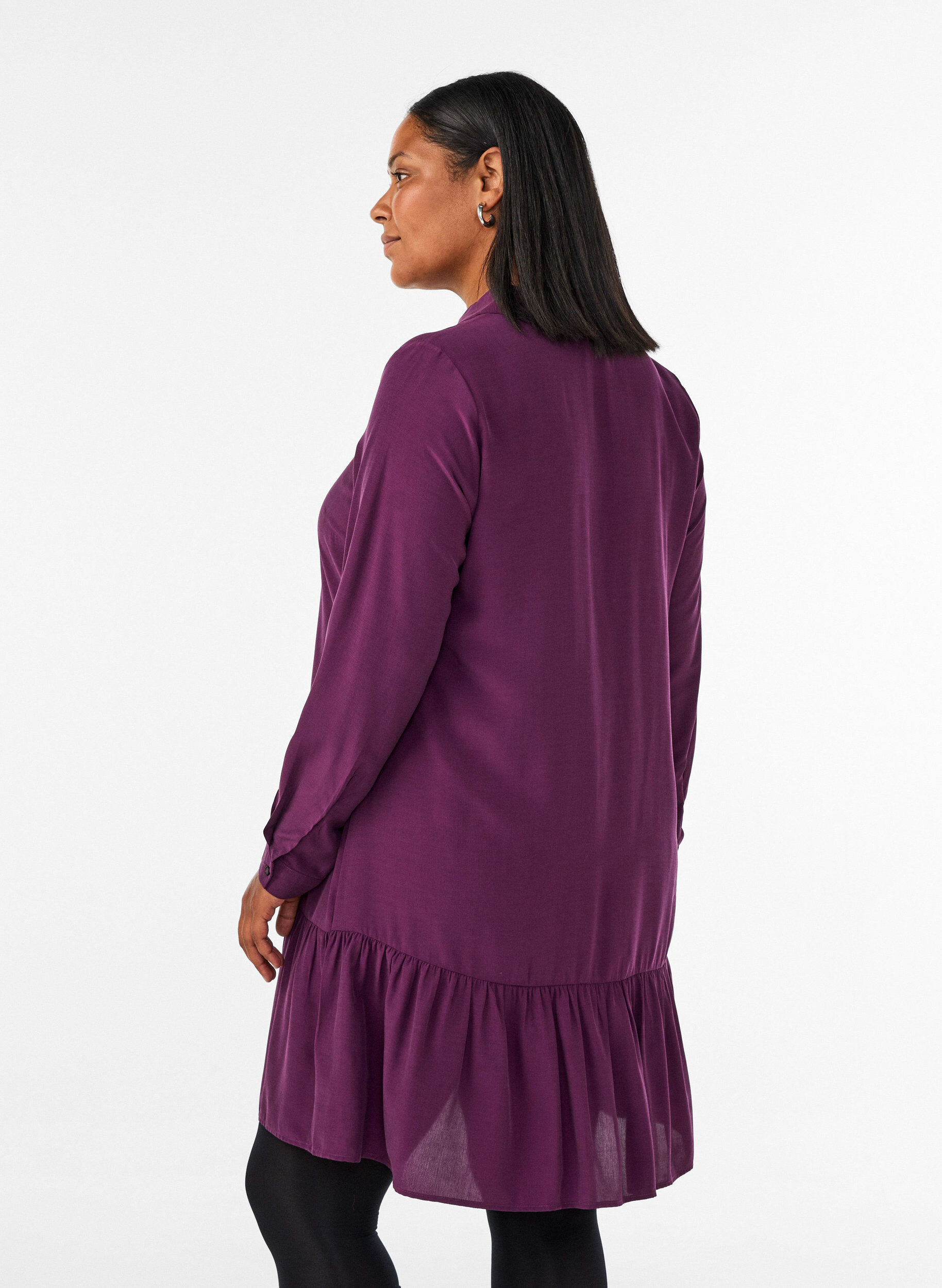 ZizziKurzes Hemdblusenkleid mit R&uuml;schenvolant, Lila, Model image number 2