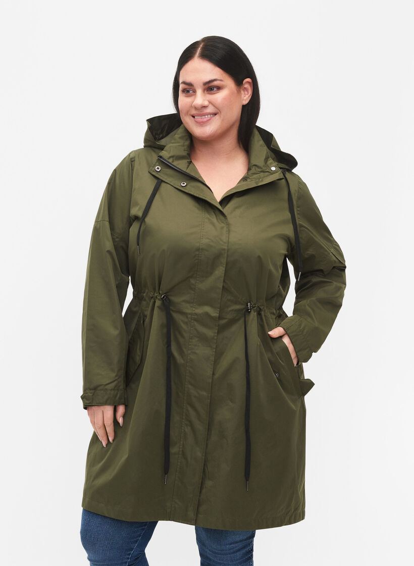 Wasserdichter Parka mit abnehmbarer Kapuze, Forest Night, Model image number 0