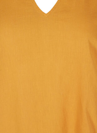 Kurzarm Kleid aus Baumwollmischung mit Leinen, Honey Mustard, Packshot image number 2