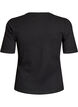 Geripptes Basic-T-Shirt mit Rundhalsausschnitt, Schwarz, Packshot image number 1