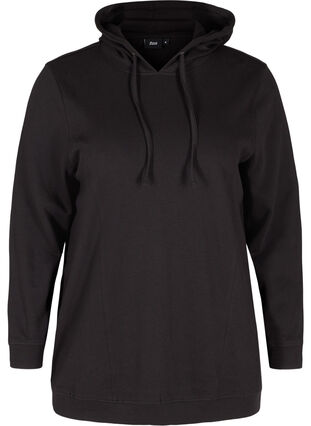 Sweatshirt mit Kapuze und Rippbündchen, Black, Packshot image number 0