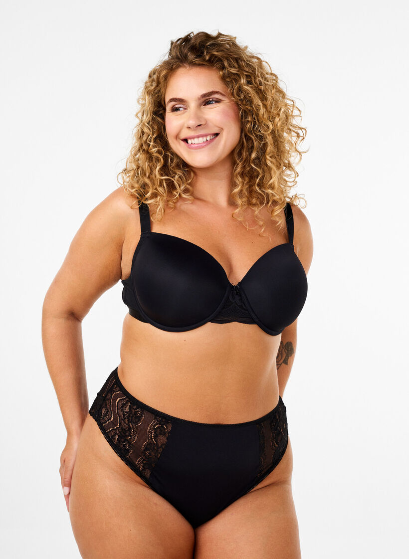 Brazilian-Spitzen-Slips aus Mikrofaser, Black, Model image number 0