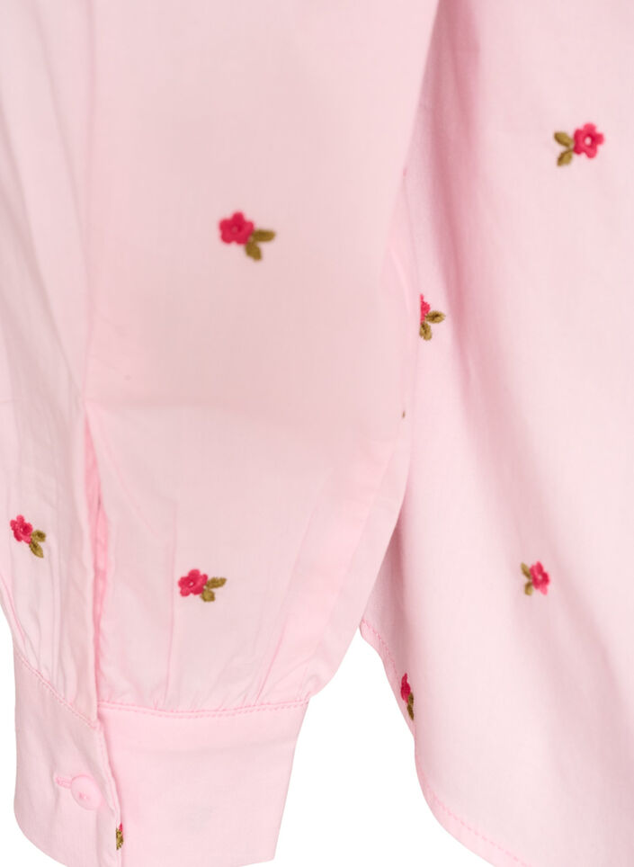 Hemdbluse mit Blumenstickerei, Pink, Packshot image number 3