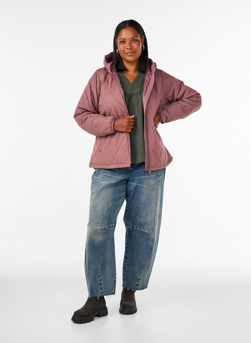 Leicht wattierte Jacke mit Rautensteppung, Rot, Model image number 1