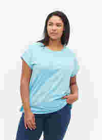 Melange-T-Shirt mit kurzen Ärmeln, Blue Atoll Mél, Model