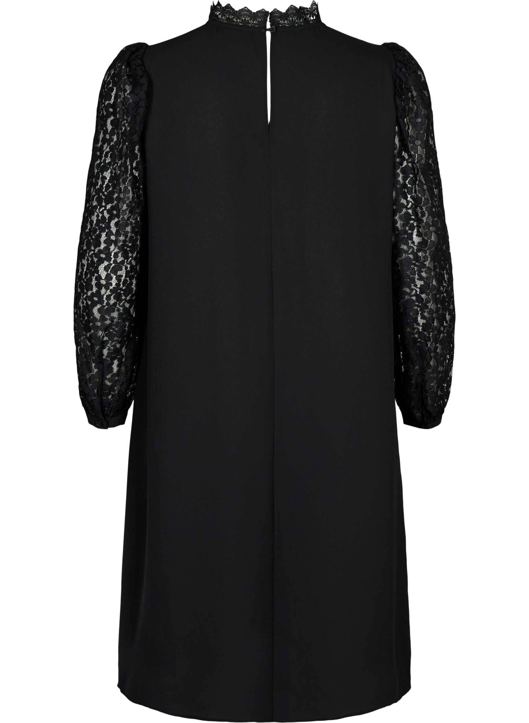 ZizziLang&auml;rmeliges Kleid mit Spitze, Black, Packshot image number 1