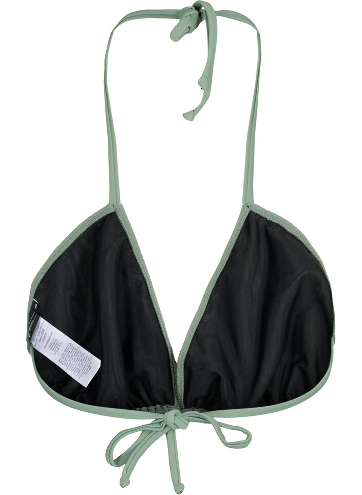 Triangel-Bikinioberteil mit Kreppstruktur, Grün, Packshot image number 1