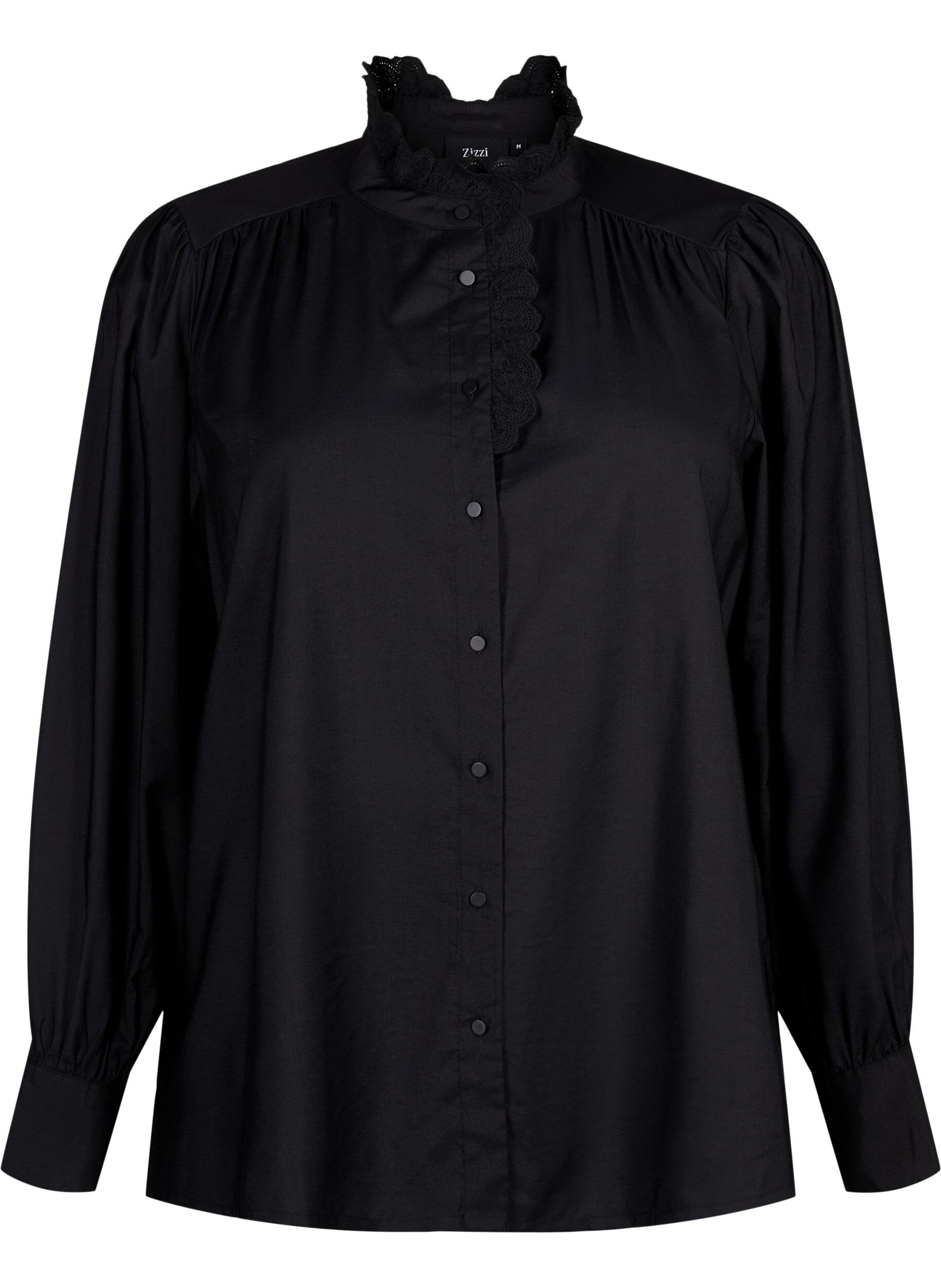 ZizziViskose Shirt Bluse mit Ruffles, Black, Packshot image number 0