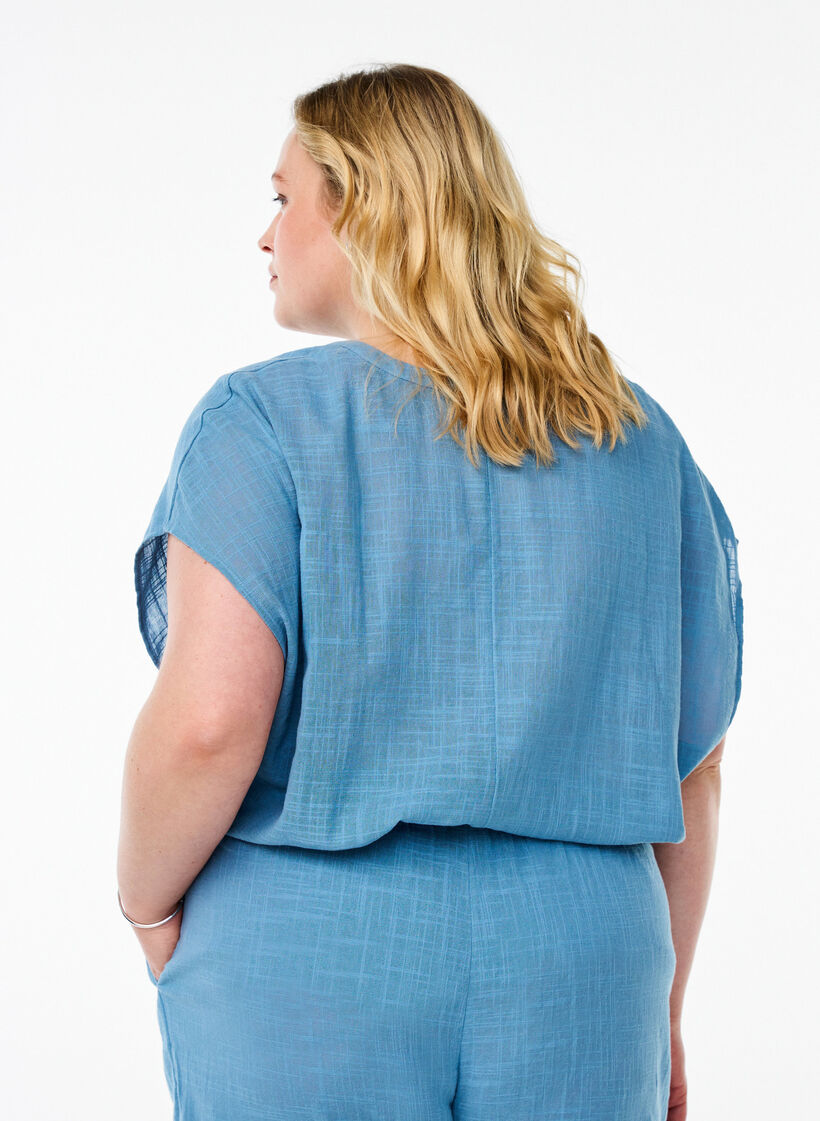 FLASH - Lockere Bluse mit angeschnittenen Ärmeln, Blau, Model image number 2