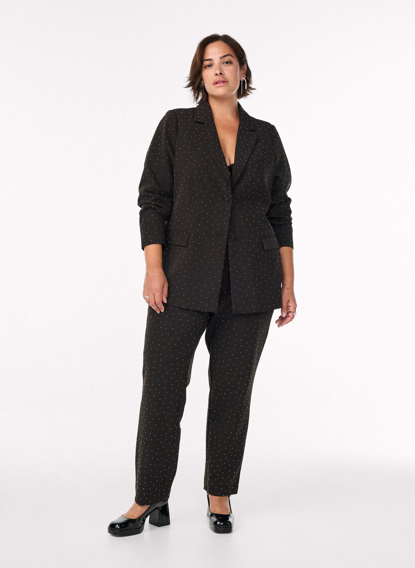 Blazer mit Strasssteinen, Schwarz, Model image number 1