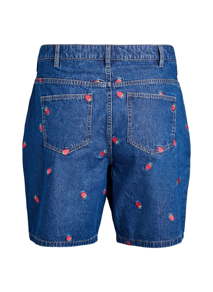 Bestickte Denimshorts, Blau, Packshot image number 1