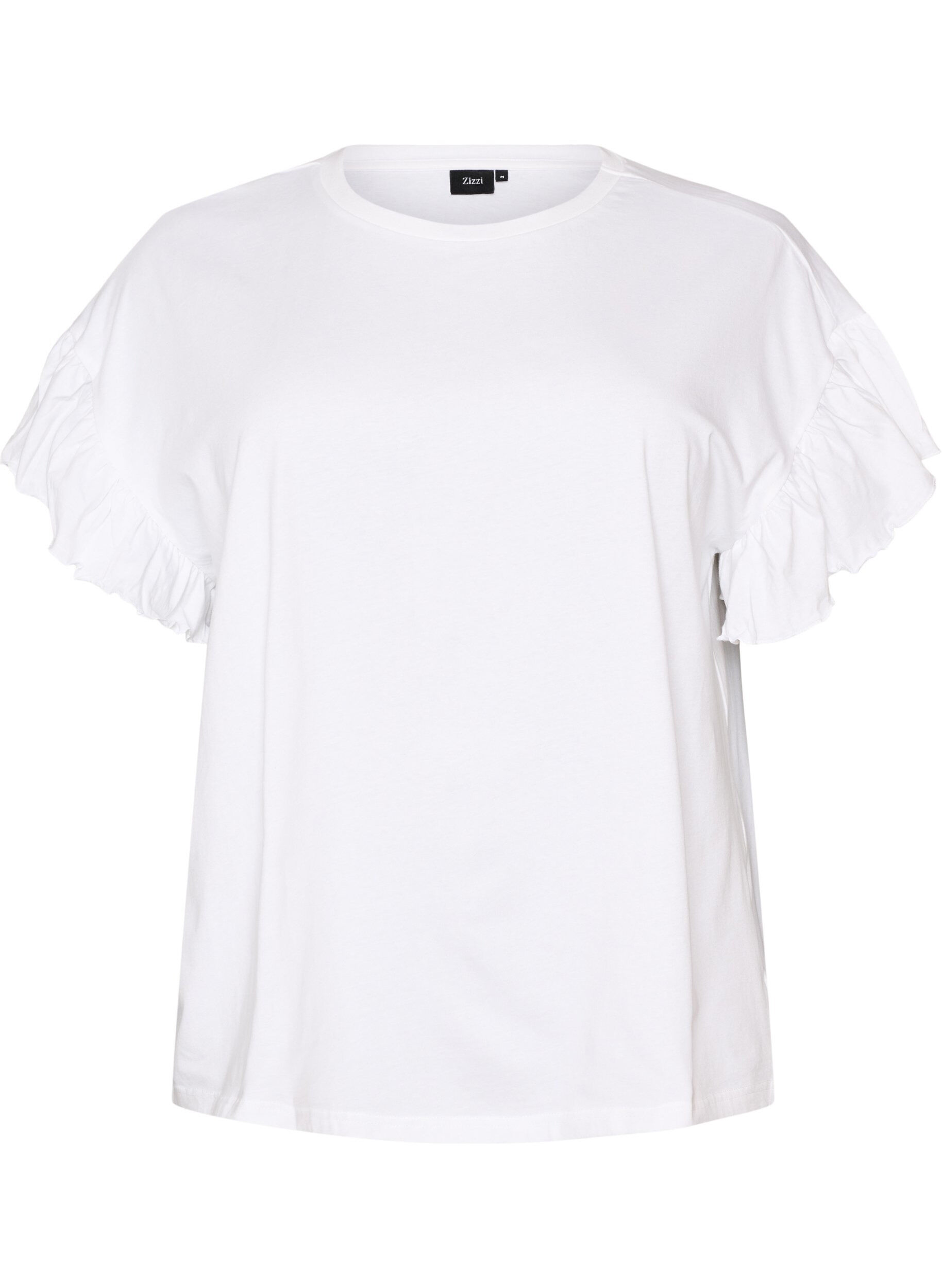 ZizziT-Shirt aus Bio-Baumwolle mit R&uuml;schen&auml;rmeln, Wei&szlig;, Packshot image number 0