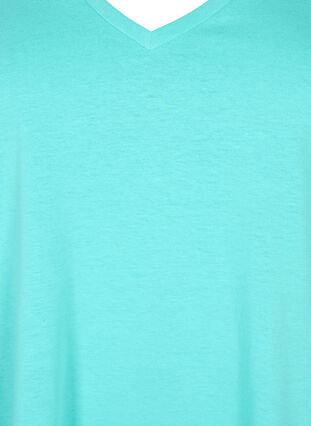 Kurzärmeliges T-Shirt mit V-Ausschnitt, Turquoise, Packshot image number 2