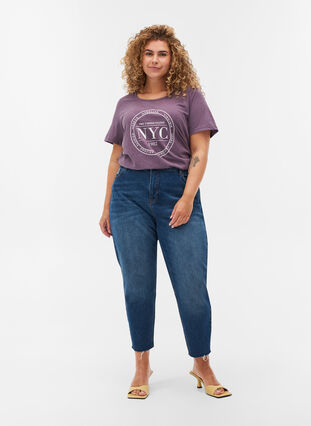 Meliertes T-Shirt mit Print und kurzen Ärmeln, Vintage Violet Mel., Model image number 2