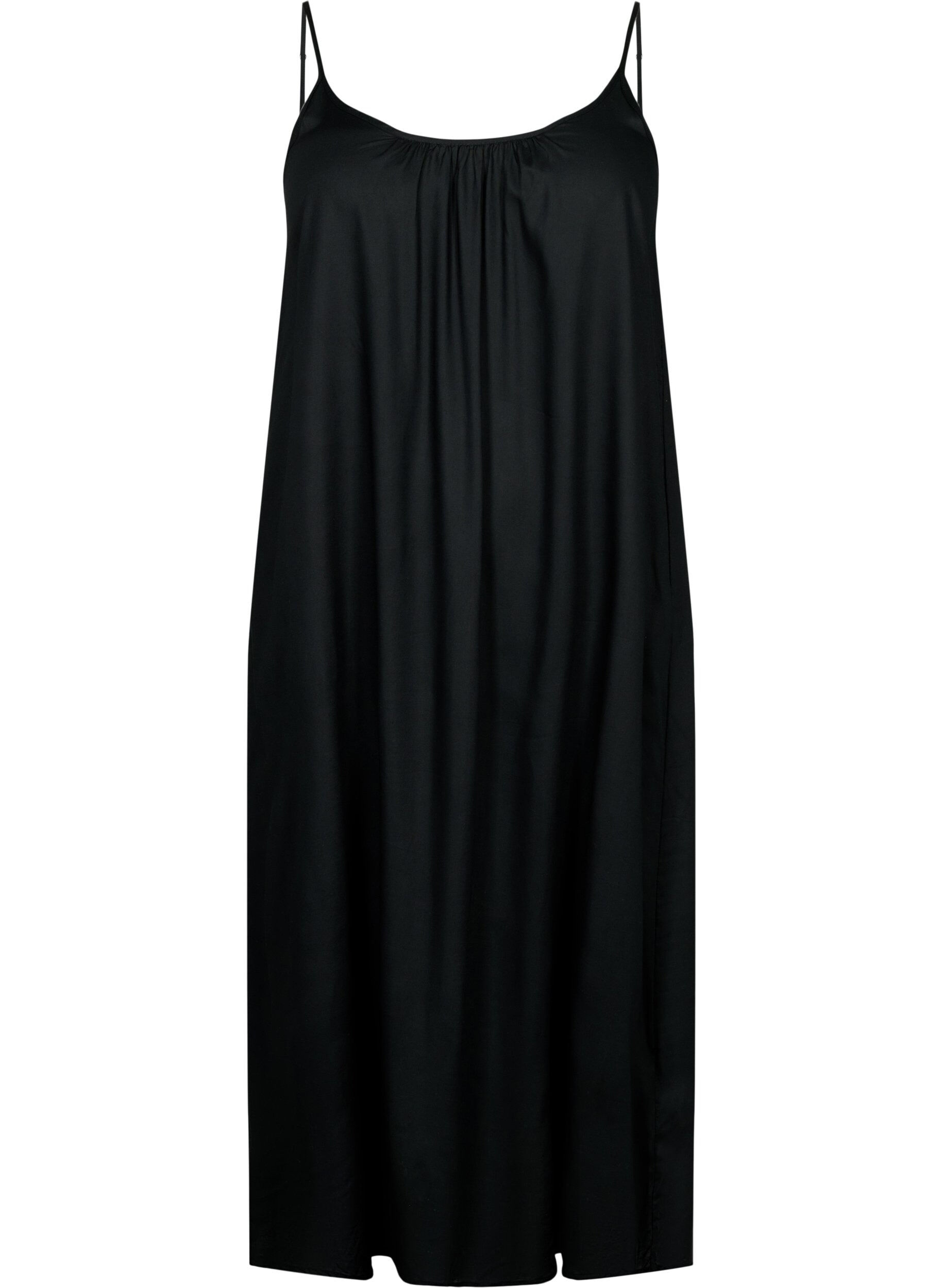 Zizzi&Auml;rmelloses Midi-Kleid aus Viskose, Black, Packshot image number 0