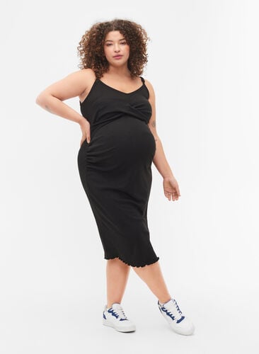 Schwangerschaftskleid aus Ripp, Black, Model image number 0