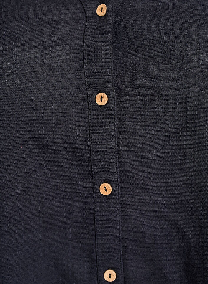 Hemdbluse aus Baumwolle mit V-Ausschnitt, Schwarz, Packshot image number 2