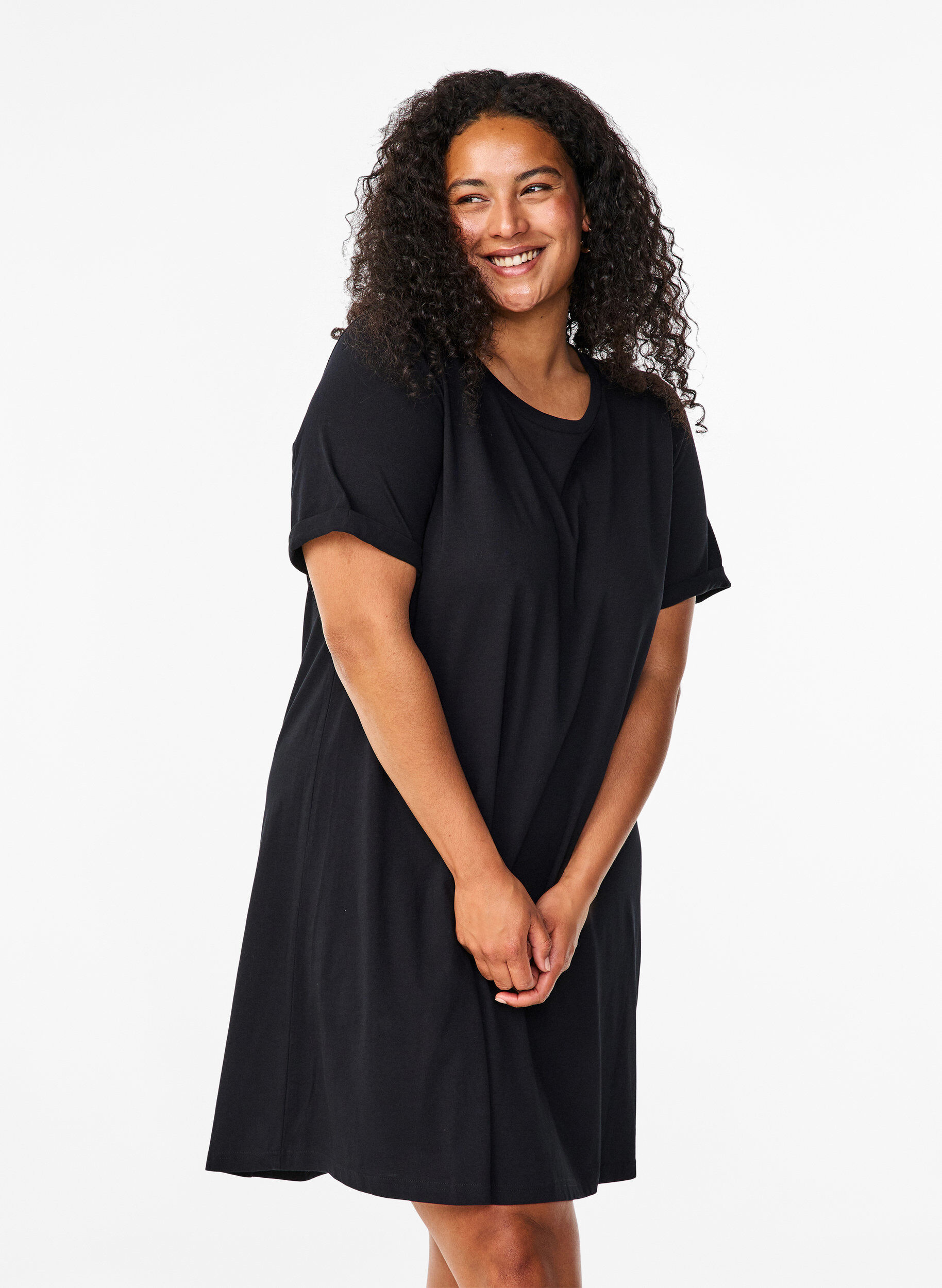 ZizziT-Shirt-Kleid aus Baumwolle, Black, Model image number 0