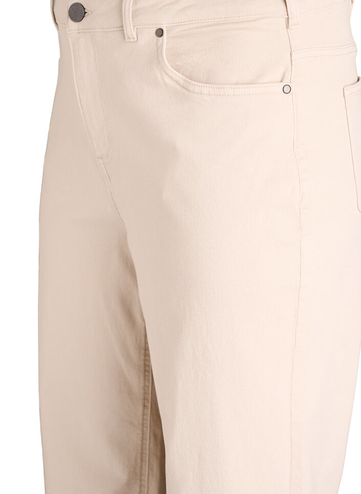 Farbige Myra Jeans mit weiter Passform und hoher Taille, Vanille, Packshot