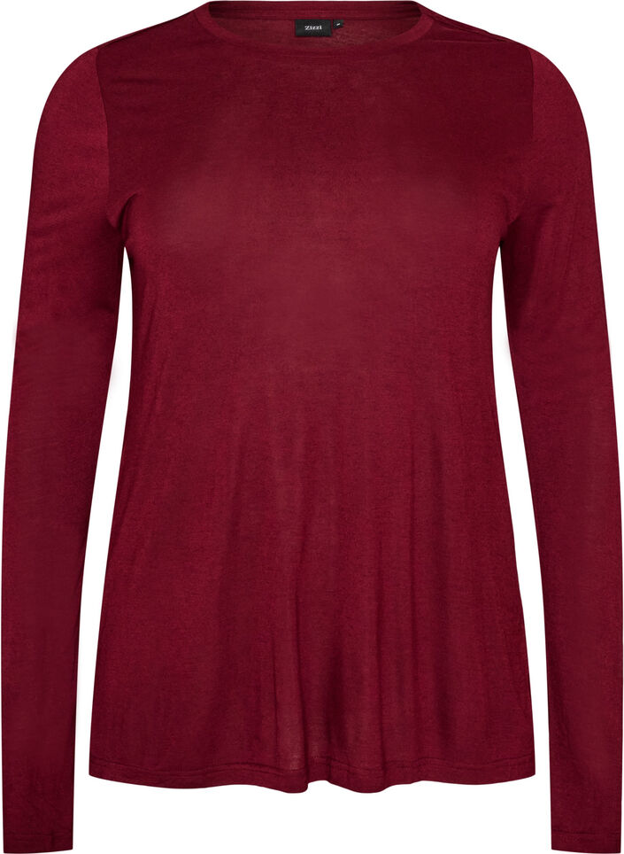 Lang&auml;rmelige Bluse aus Wolle und Viskose, Rot, Packshot image number 0