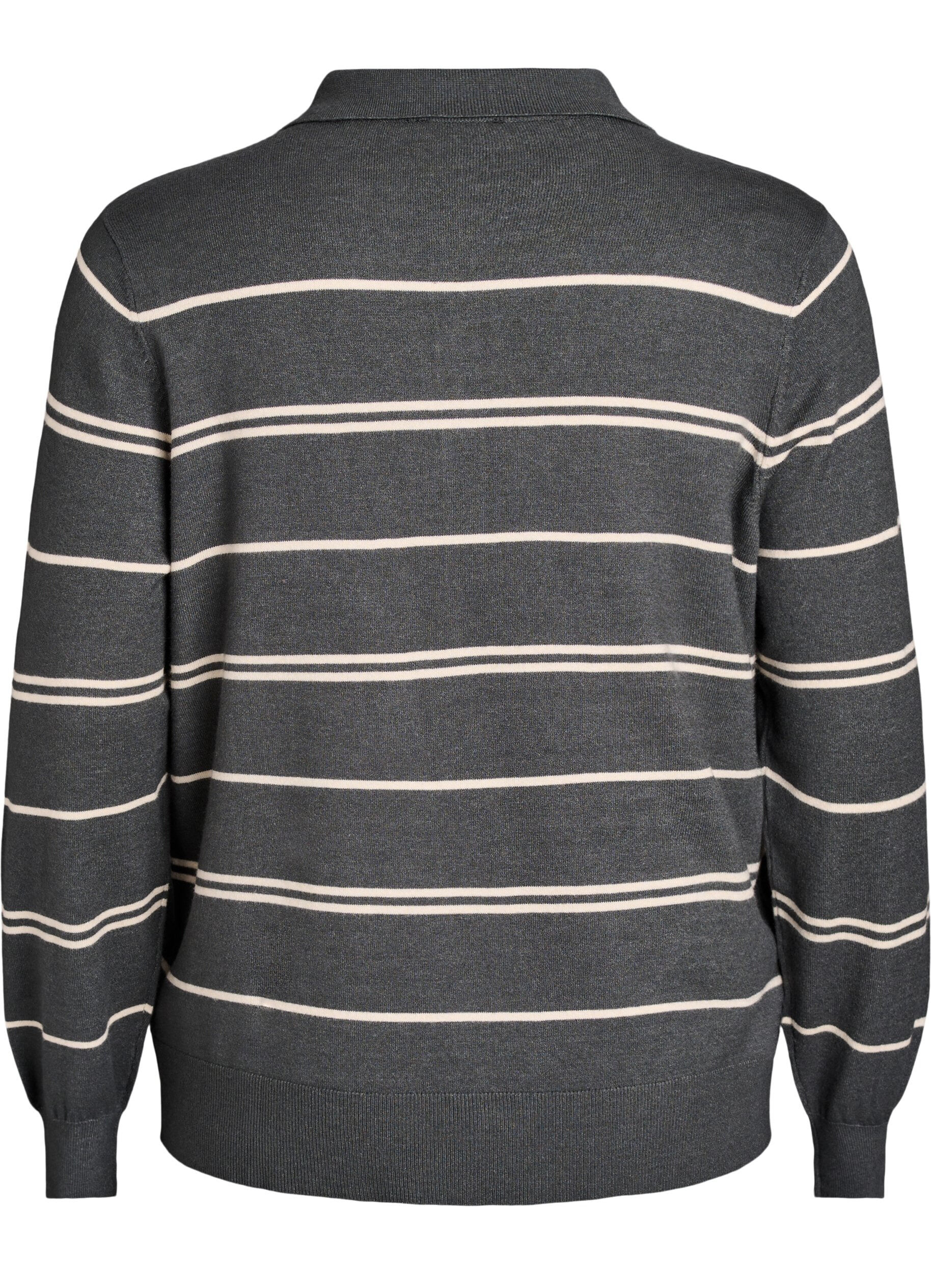 ZizziStrickbluse mit Kragen, Gr&uuml;n, Packshot image number 1