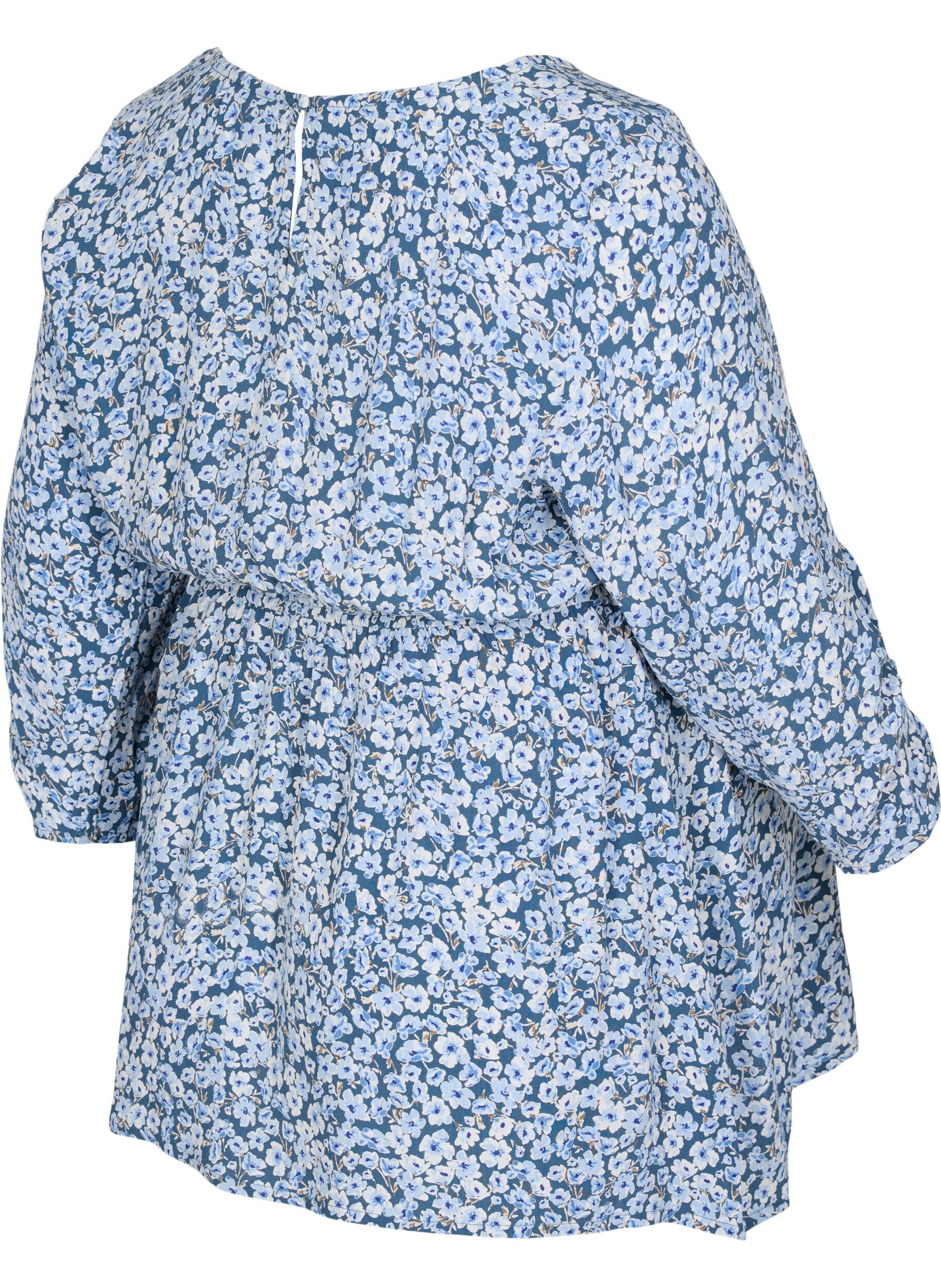 ZizziSchwangerschaftsbluse aus Viskose mit Blumenprint, Blue Flower AOP, Packshot image number 1