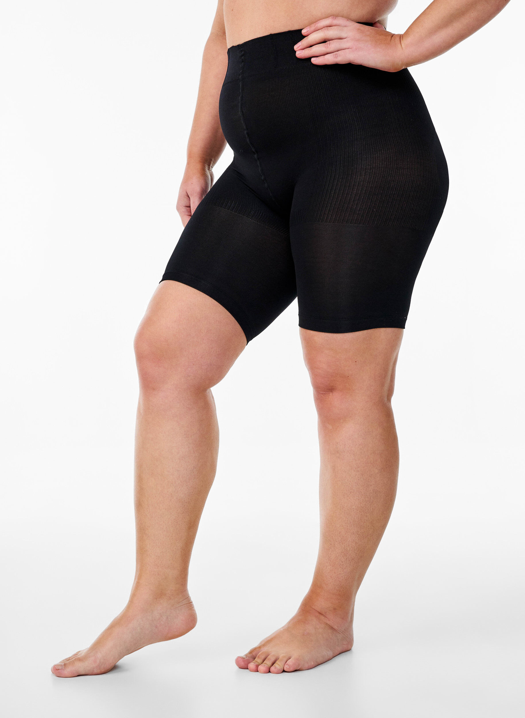 Zizzi2er-Pack Push-up-Shorts aus 60 Denier mit Shaping-Effekt, Schwarz, Model image number 0