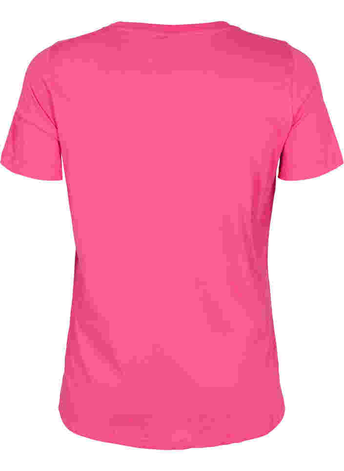 Kurzärmeliges Baumwoll-T-Shirt mit Textdruck, Fandango Pink, Packshot image number 1