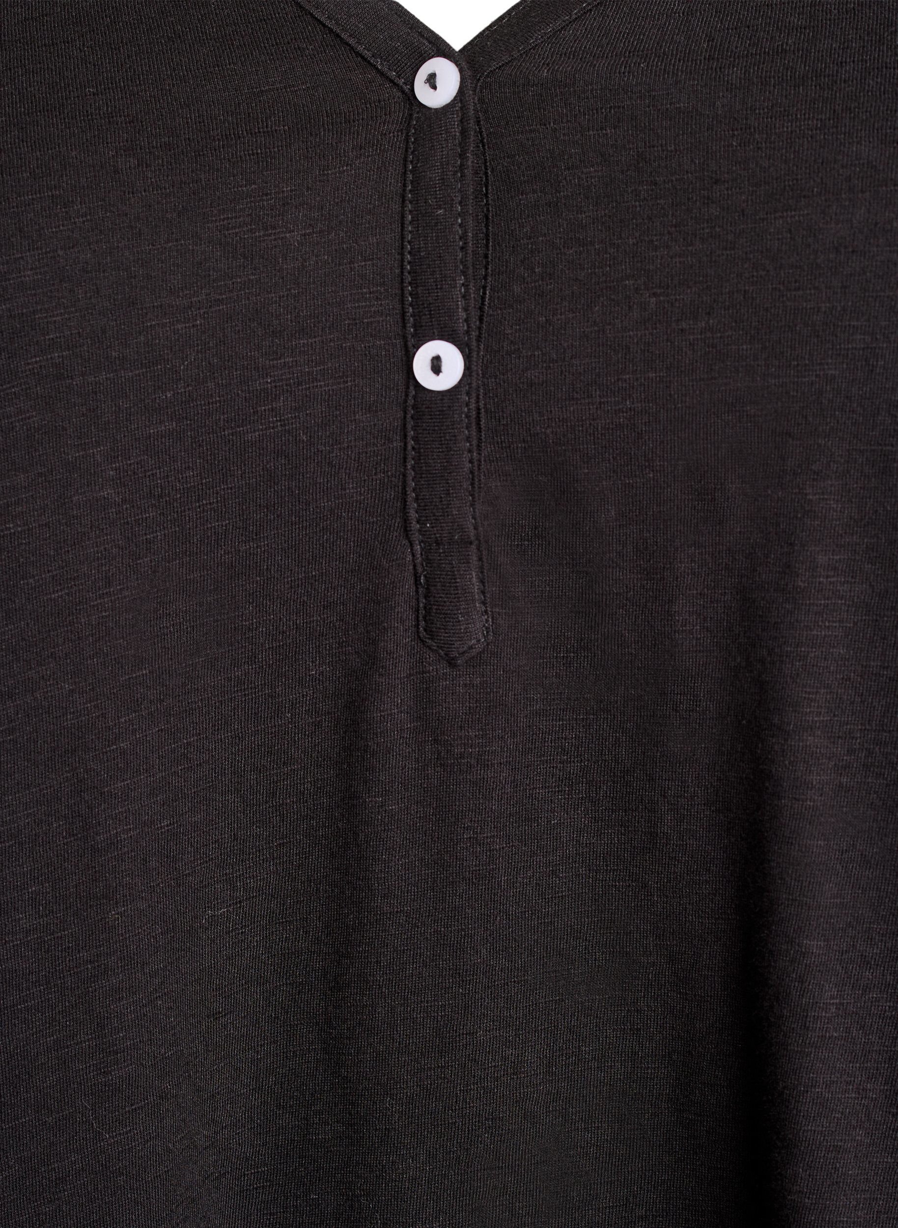 ZizziLangarmshirt mit V-Ausschnitt und Kn&ouml;pfen, Schwarz, Packshot image number 2
