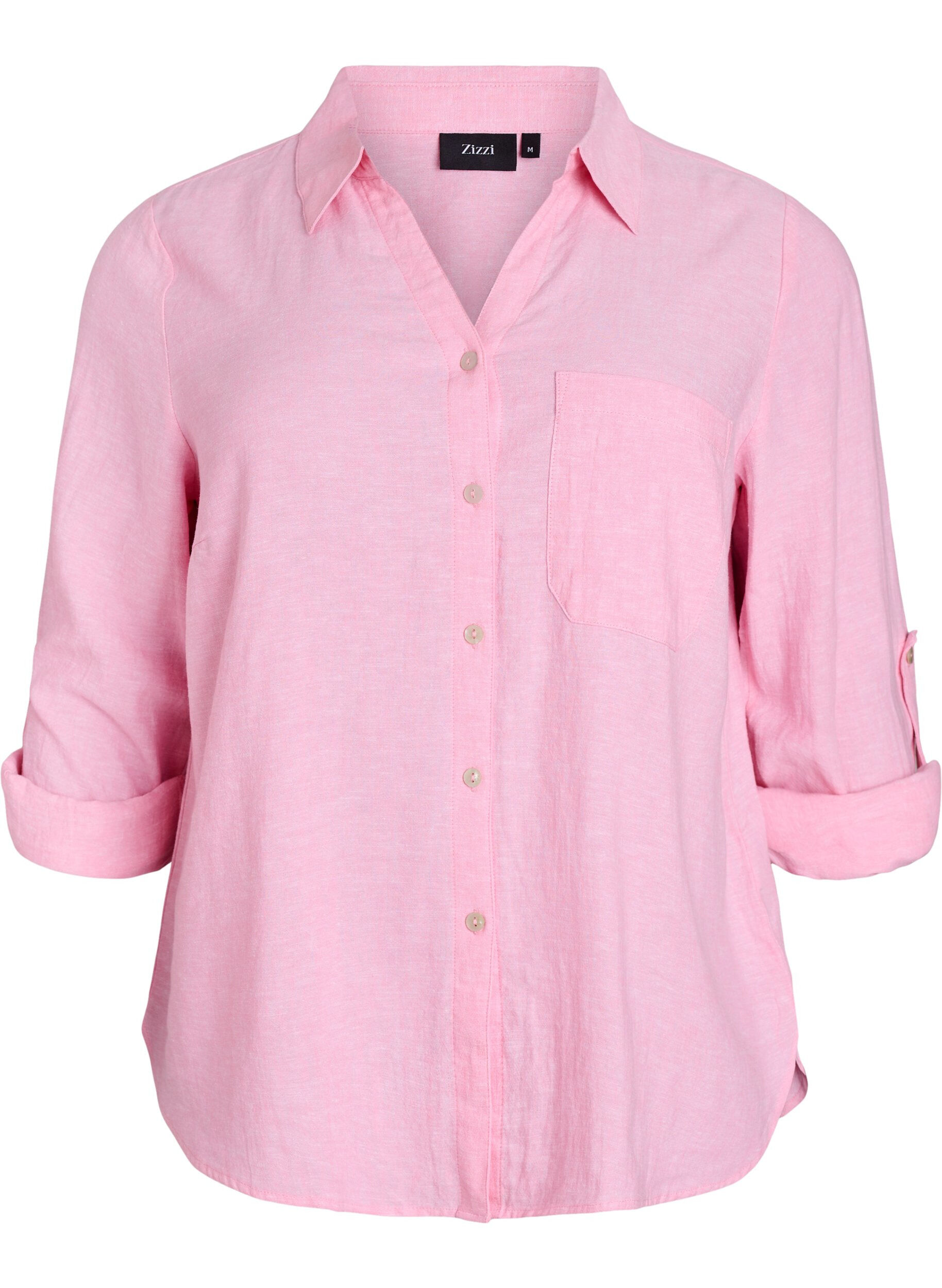 Bluse aus Leinen und Viskose mit 3/4-&Auml;rmeln