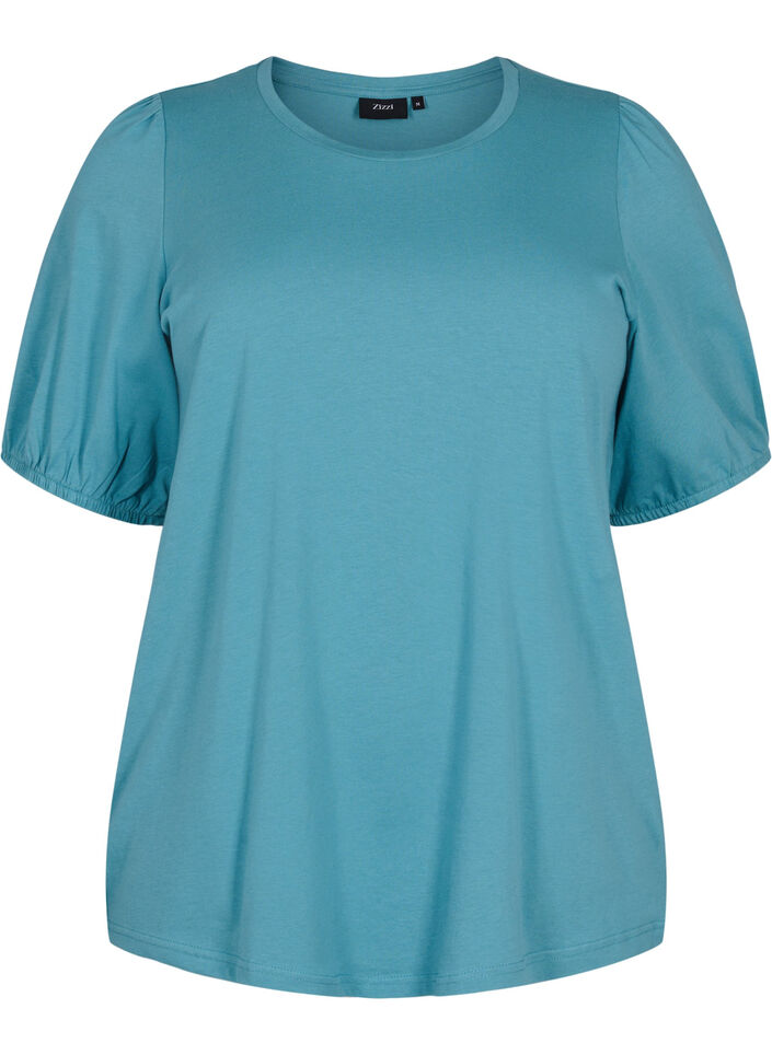 T-Shirt aus Baumwolle mit 2/4-Ärmeln, Brittany Blue, Packshot image number 0