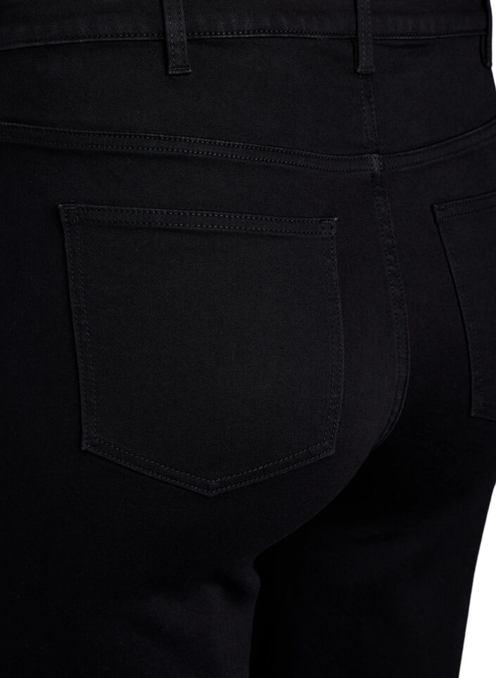 Eng anliegende Jeansshorts mit hoher Taille, Schwarz, Packshot image number 3