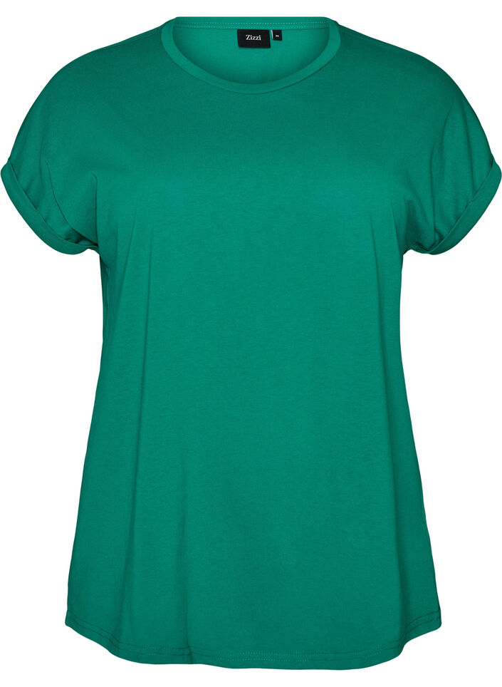 Kurz&auml;rmeliges T-Shirt aus einer Baumwollmischung, Gr&uuml;n, Packshot image number 0