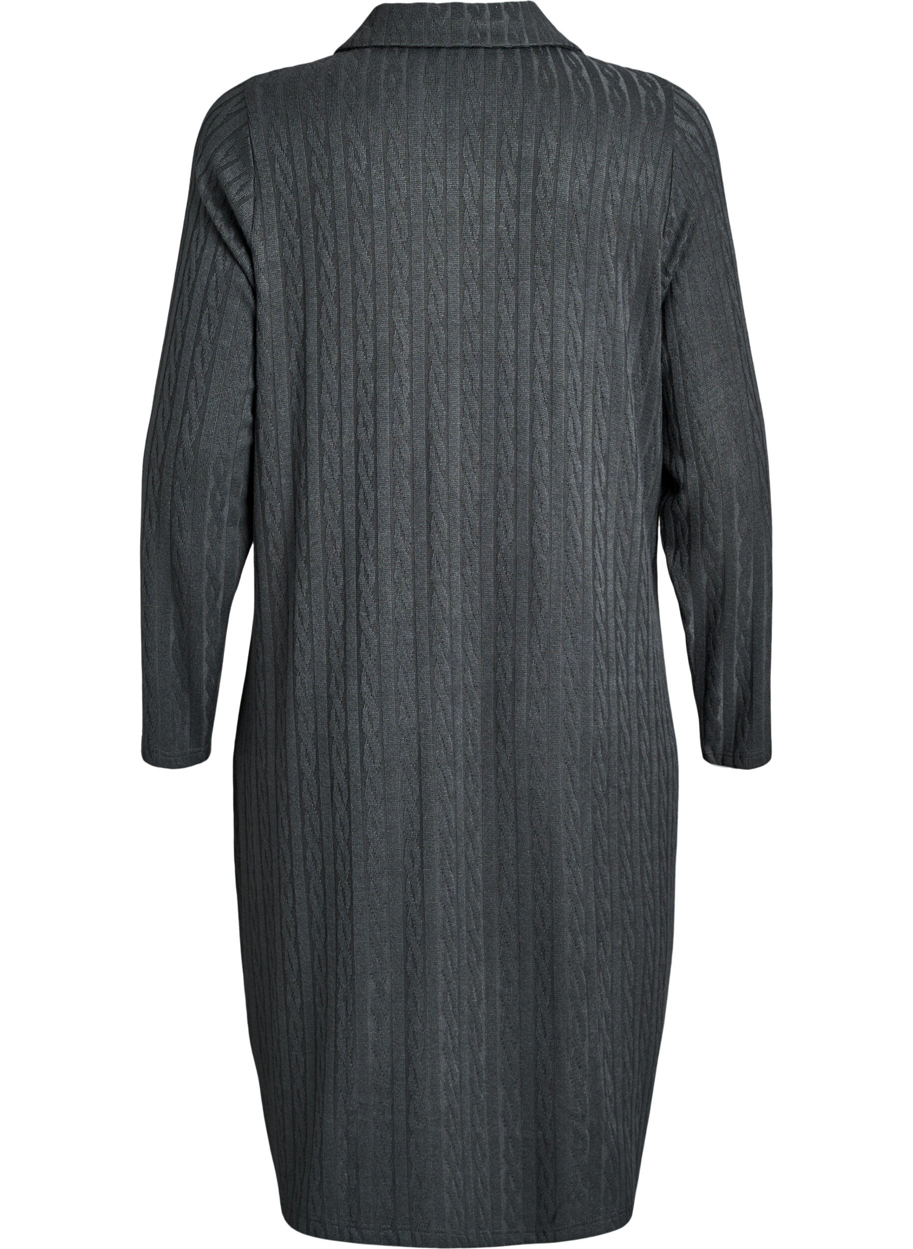 ZizziKleid mit Zopfmuster und V-Ausschnitt, Gr&uuml;n, Packshot image number 1