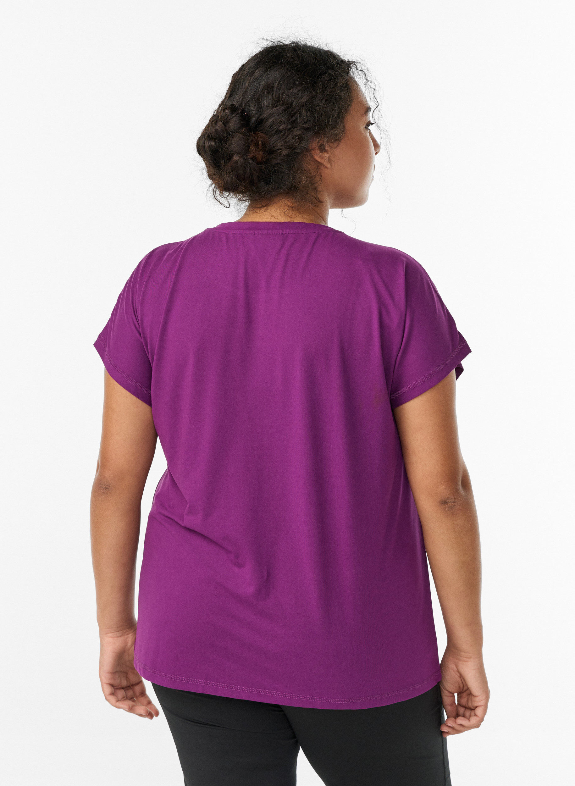 ZizziEinfarbiges Trainings-T-Shirt, Lila, Model image number 2