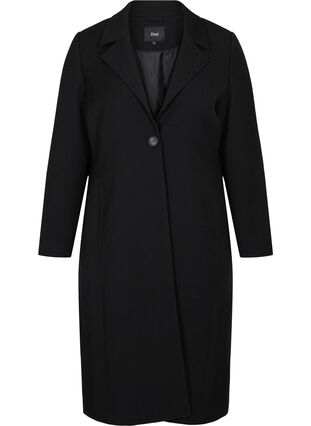 Langer Mantel mit Knopfverschluss, Black, Packshot image number 0