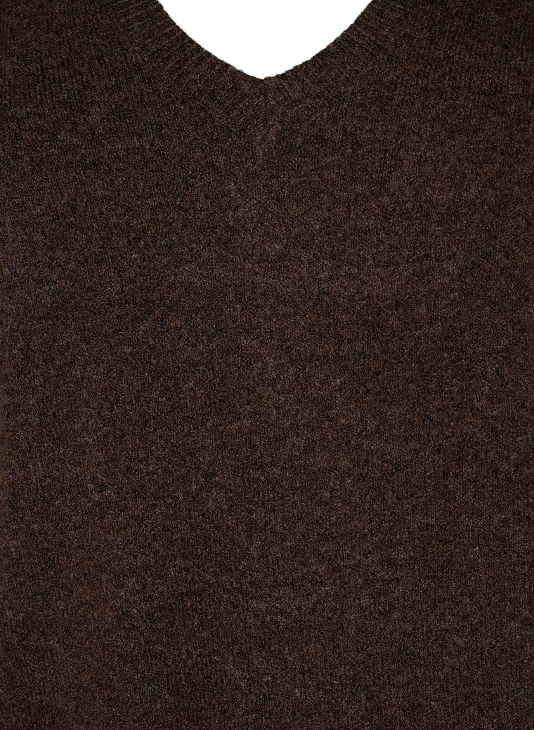 ZizziLang&auml;rmliges Strickkleid mit V-Ausschnitt, Braun, Packshot image number 2