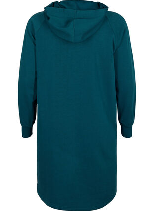 Langärmeliges Pulloverkleid mit Kapuze, Deep Teal, Packshot image number 1