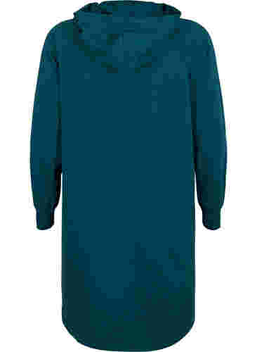 Langärmeliges Pulloverkleid mit Kapuze, Deep Teal, Packshot image number 1