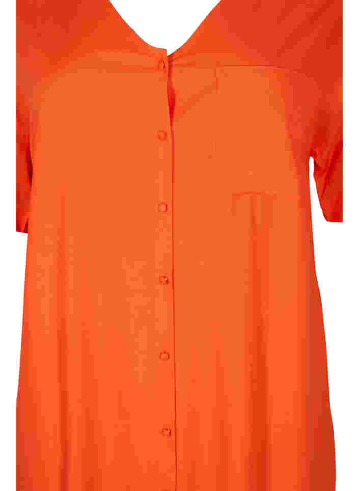 Kurzärmeliges Hemdkleid aus Viskose, Mandarin Red, Packshot image number 2