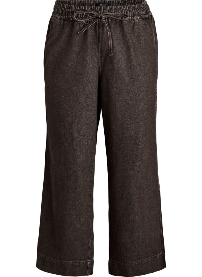 Jeans mit weitem Bein und Streifen, Blau, Packshot