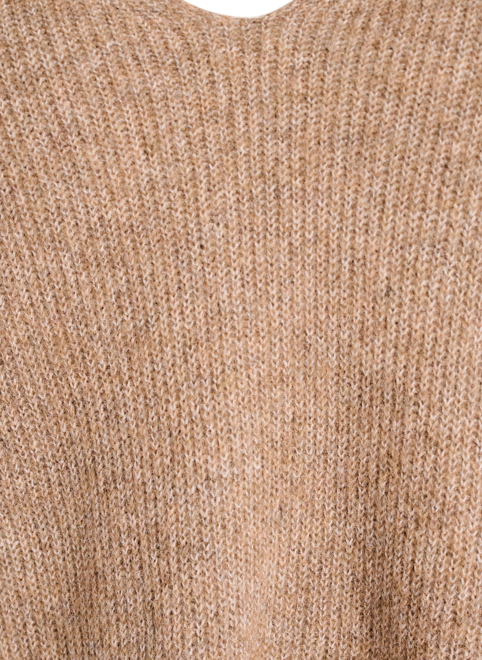 ZizziStrickbluse mit V-Ausschnitt und Raglan&auml;rmeln, Braun, Packshot image number 2