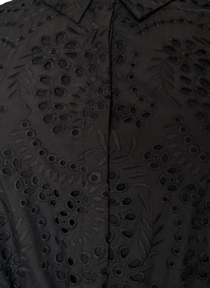 Hemdblusenkleid aus Broderie Anglaise mit Bindeg&uuml;rtel, Schwarz, Packshot image number 2
